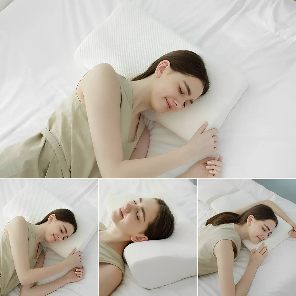 Belro ergonomic contour cervical pillow designed for neck pain relief, showing its supportive, contoured shape for proper neck alignment.
