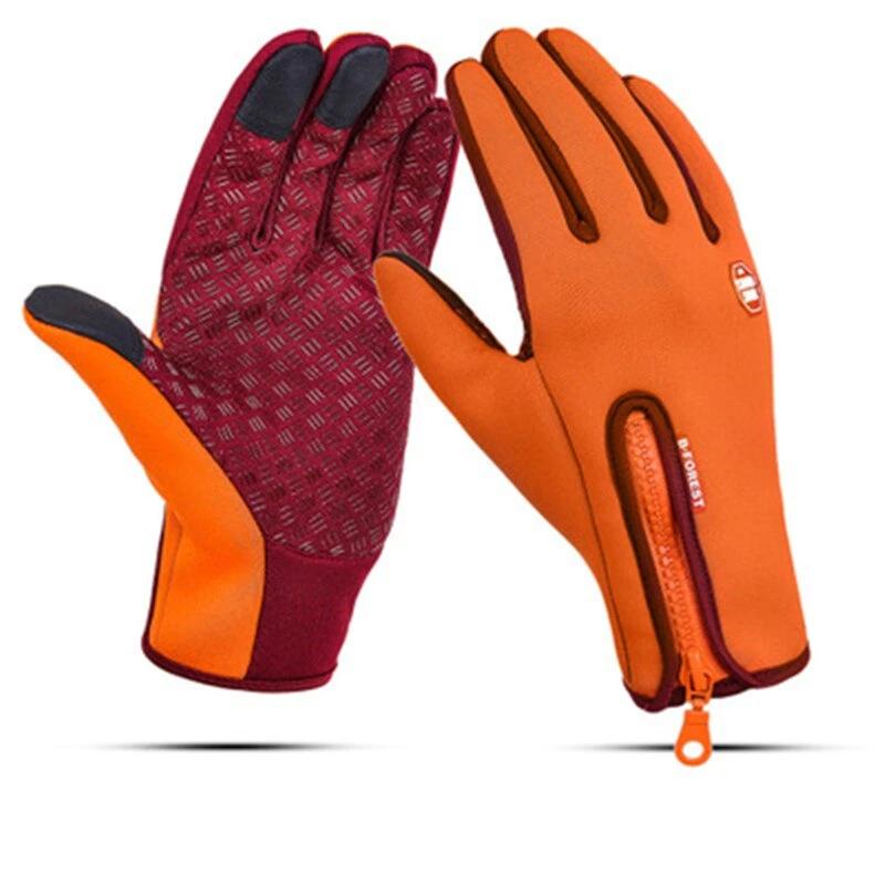 BowLift waterproof windproof thermal touchscreen gloves for outdoor winter use, showing black gloves with textured palms.