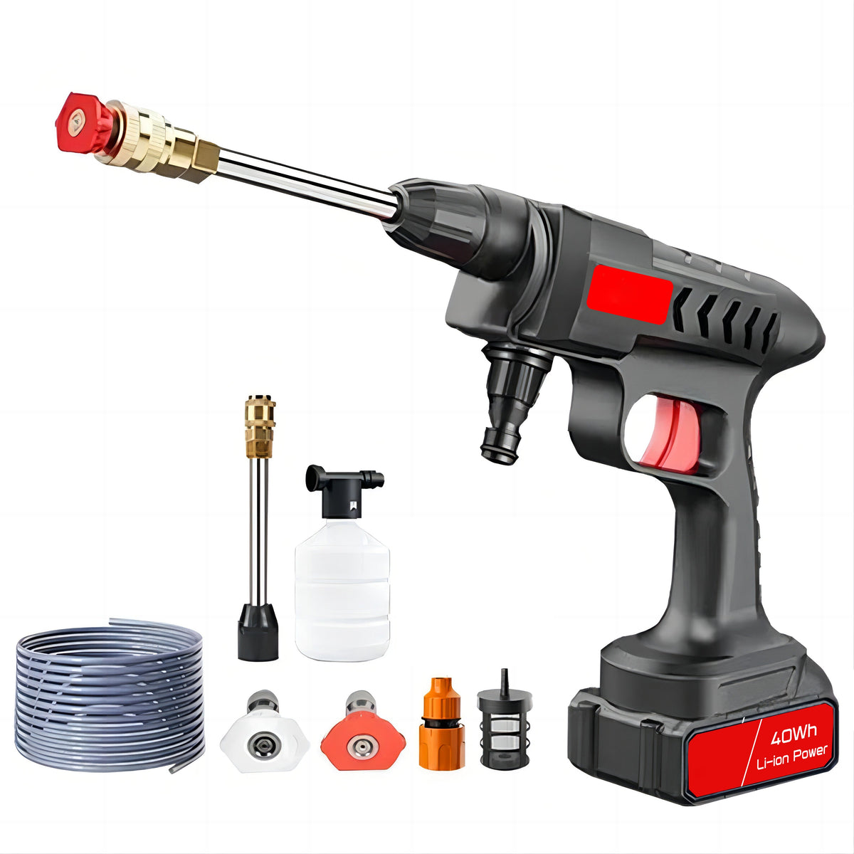Belro high pressure water gun for car wash, shown in use, with a durable design and trigger mechanism for efficient cleaning.