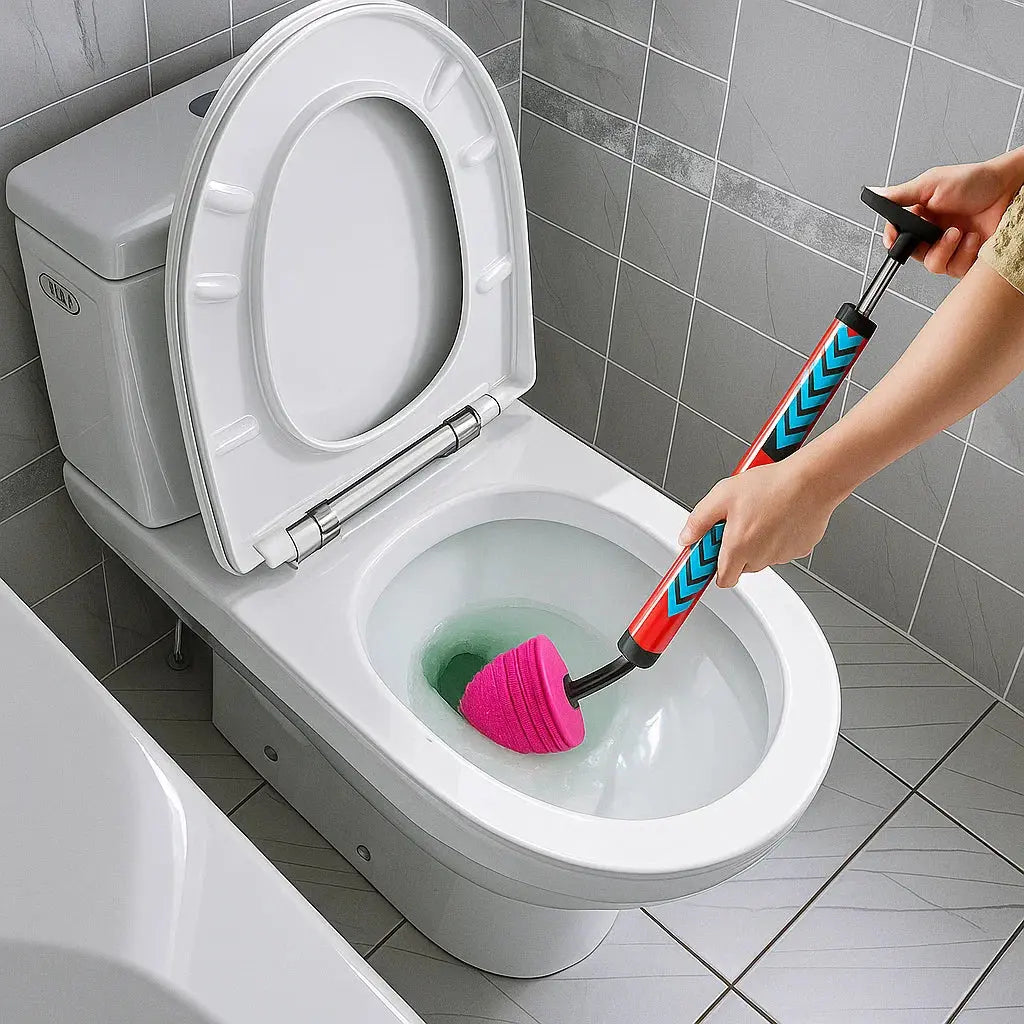 Mivoza high-pressure drain cleaner with three adapters for bathroom and toilet blockages, no chemicals needed.