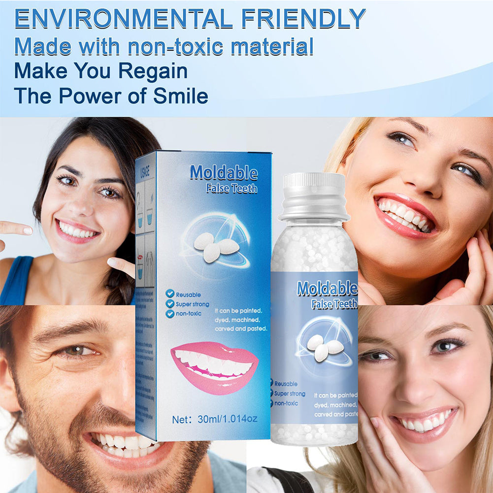 Belro original moldable false teeth, flexible dental appliance for oral correction, shown in a close-up image.