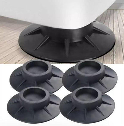Belro anti-vibration pads for washing machines, black rubber pads in a set, designed to reduce noise and movement during laundry.