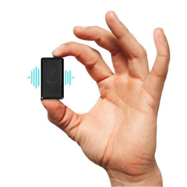 Mini GPS spy tracker by Belro, compact electronic device for real-time location tracking, shown with sleek design and small size.
