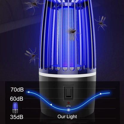 Belro 2-in-1 rechargeable mosquito killer for outdoor use, showing the device with UV light and fan for insect elimination.