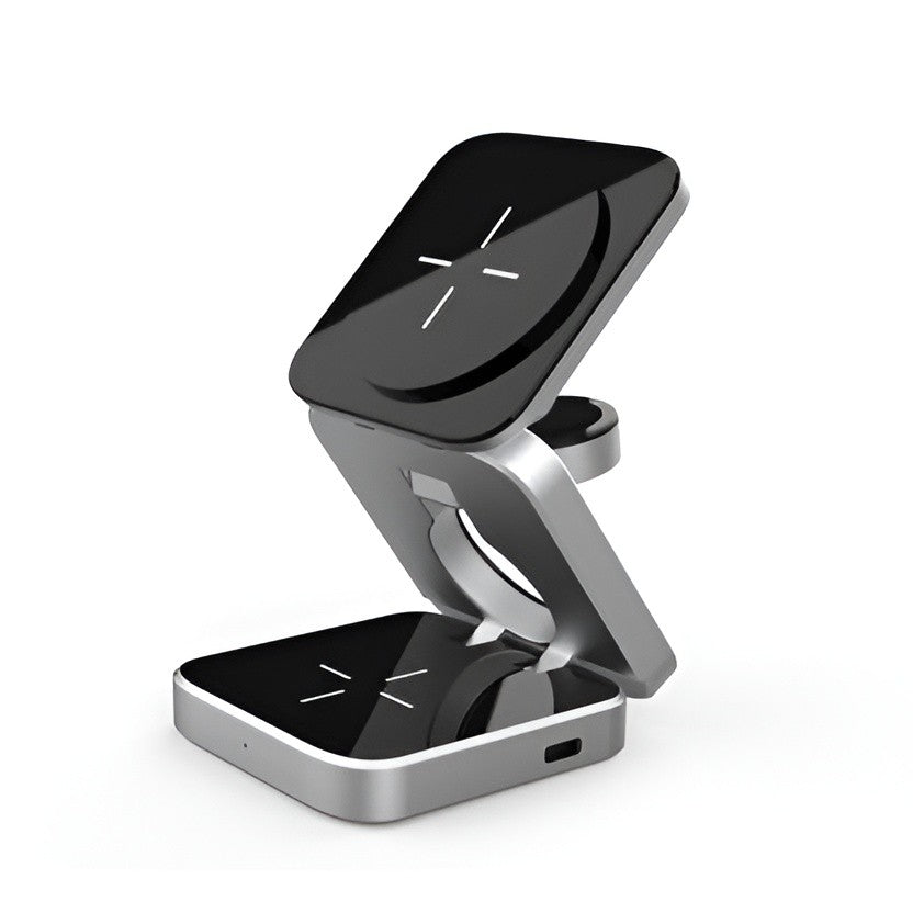Belro 3-in-1 wireless charger for electronics, showing a sleek charging pad with multiple device placements.