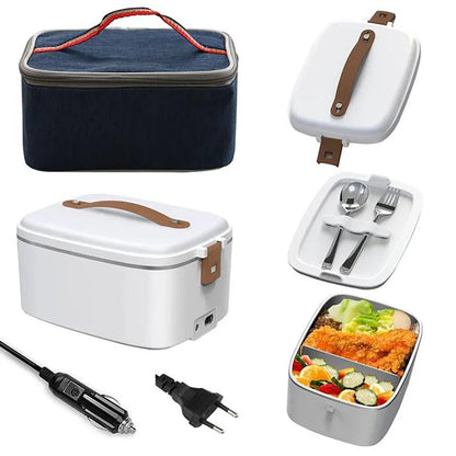 Belro 3-in-1 electric lunch box in a sleek design, featuring compartments for hot meals, perfect for travel and office use.