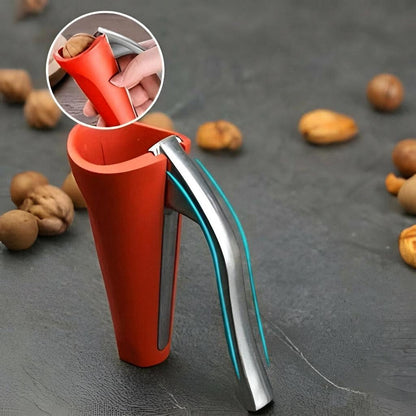 Belro ergonomic nutcracker with lever mechanism for easy shell cracking, shown on a kitchen countertop.