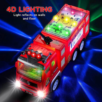 Belro electric fire engine toy for children featuring lights, detailed automotive design, and bright red color.
