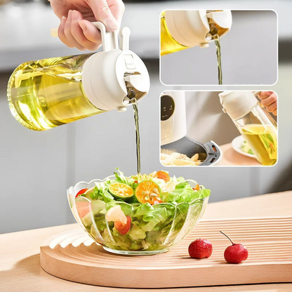 Belro 2-in-1 Oil Spray Bottle for electronics, featuring a transparent container with a spray nozzle and adjustable control