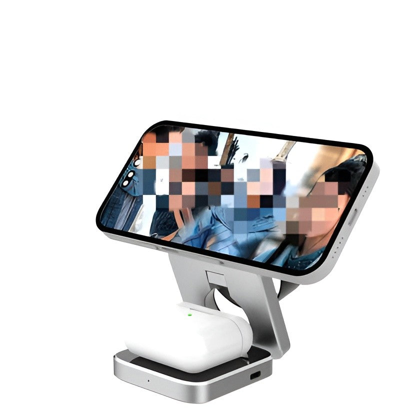 Belro 3-In-1 wireless charger for smartphones, smartwatch, and earbuds, with sleek modern design and multiple charging pads.
