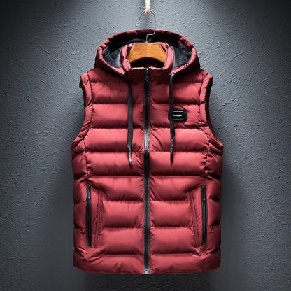 Belro plain hooded vest displayed on a hanger, showcasing its simple design and soft fabric for casual and layered outfits.
