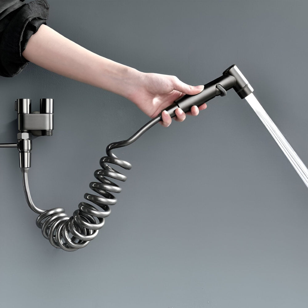 Belro revolutionary toilet shower faucet with metal handle and hose, ideal for bathroom hygiene and easy installation.