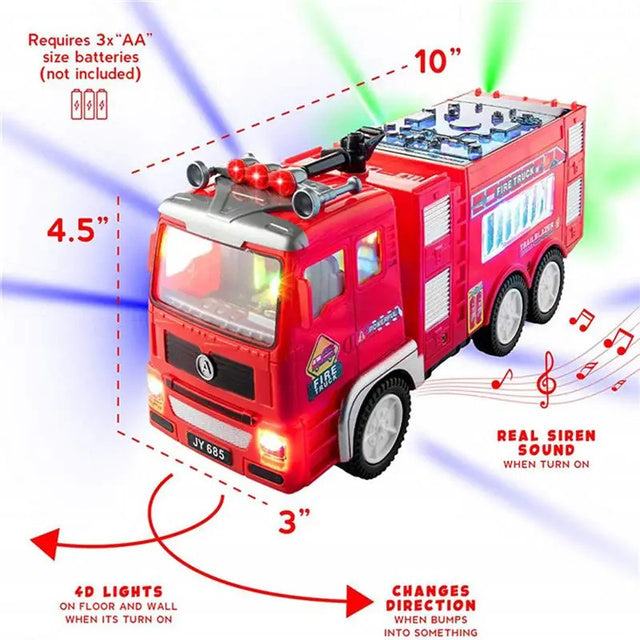 Belro electric fire engine toy with lights for children, featuring detailed automotive design and realistic emergency vehicle features.