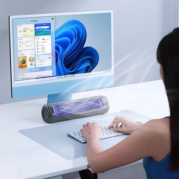 Belro powerful mobile silent outdoor fan shown in use, compact design for home and garden cooling solutions