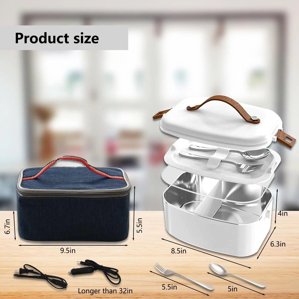 Belro 3-in-1 electric lunch box with insulated bag, showing the compact, portable design ideal for meals on the go