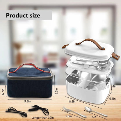 Belro 3-in-1 electric lunch box with insulated bag, showing the compact, portable design ideal for meals on the go