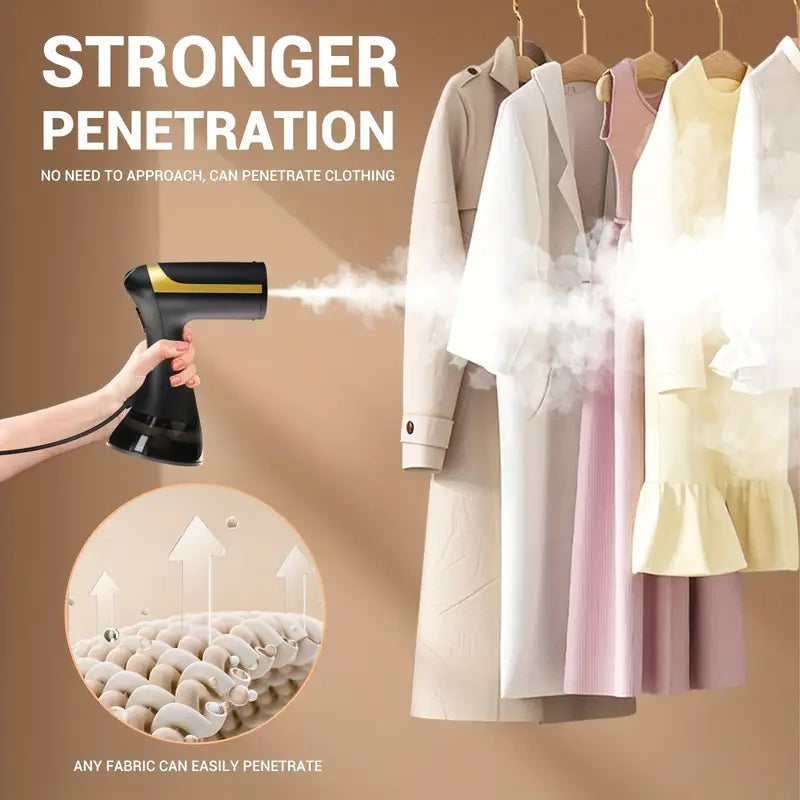 Belro portable garment steamer for men, showing a compact device steaming a shirt for fast, efficient clothing ironing.