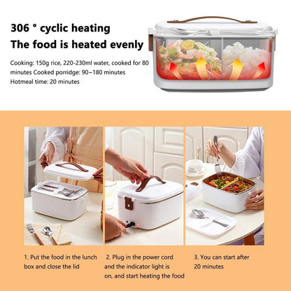 Belro 3-in-1 electric lunch box with adjustable compartments, portable design, and power cord for convenient heating on the go.