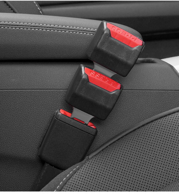 Belro 2-pack car seat belt clip extenders for men, showing the metal clips and adjustable straps attached to vehicle seat belts.