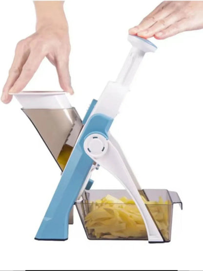 Belro kitchen slicer with adjustable thickness and collection container, ideal for slicing vegetables and fruits efficiently