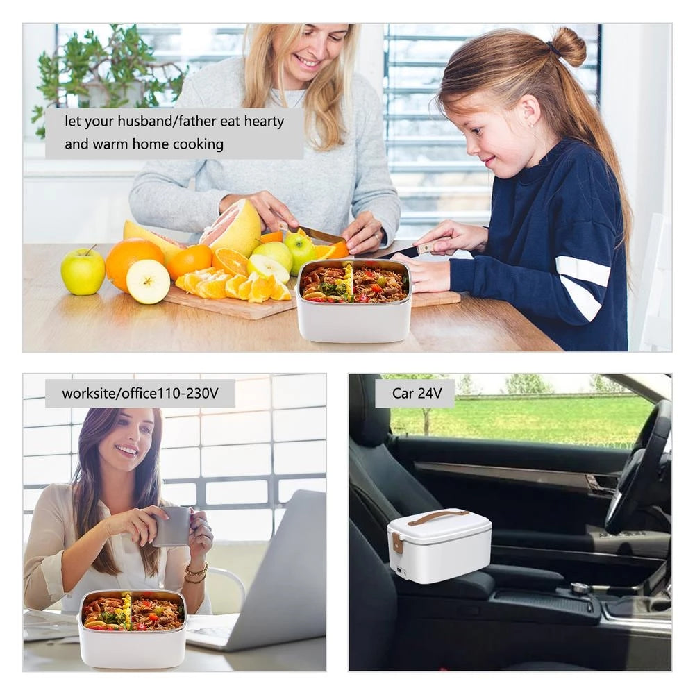 Belro 3-in-1 electric lunch box with compartments, portable design, and handle, suitable for travel and meal heating.
