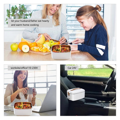 Belro 3-in-1 electric lunch box with compartments, portable design, and handle, suitable for travel and meal heating.