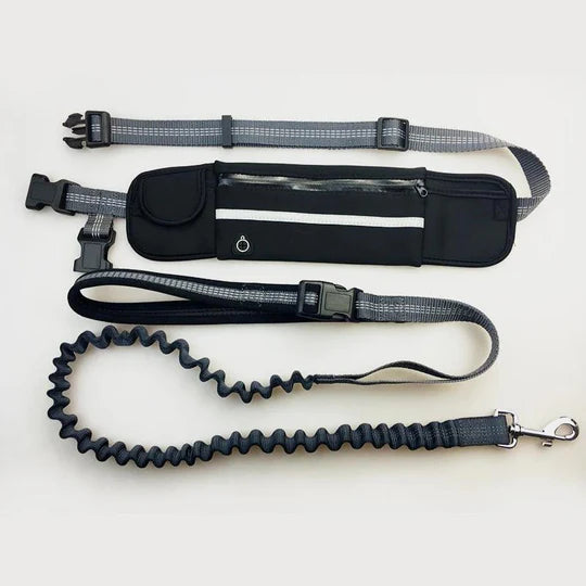 Belro dog leash with waist belt, adjustable and padded, designed for secure and comfortable walking for pets.