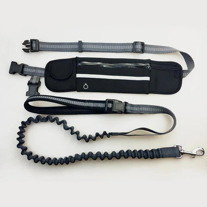 Belro dog leash with waist belt, adjustable and padded, designed for secure and comfortable walking for pets.