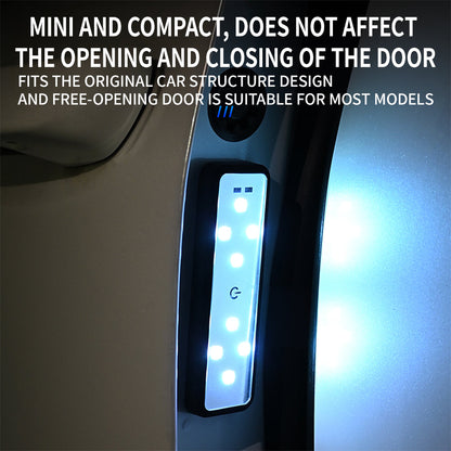 Belro car door projector light showing colorful illuminated design projected onto the ground for automotive decoration.