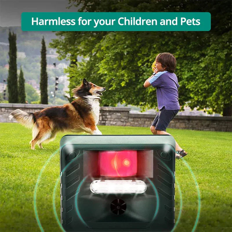 Belro Woodpecker Ultrasonic Repeller for outdoor pest control, showing the device designed to deter pests in the garden.
