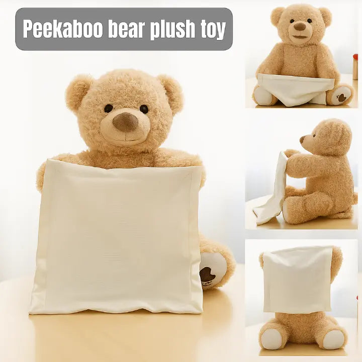 Mivoza BuddyBear Laughing Sound plush teddy bear, soft and cuddly interactive toy for children, with animated facial expression.