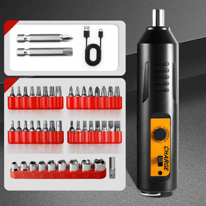 Belro portable electric screwdriver set with multiple bits, compact design, ideal for DIY and home repair projects.