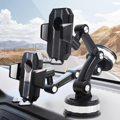 Belro Super-Adsorption phone holder attached to a car dashboard, showcasing strong grip and sleek design for easy phone mounting.