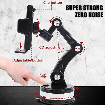 Belro Super-Adsorption Phone Holder mounted on a car dashboard, showcasing its secure grip and sleek design for smartphones.