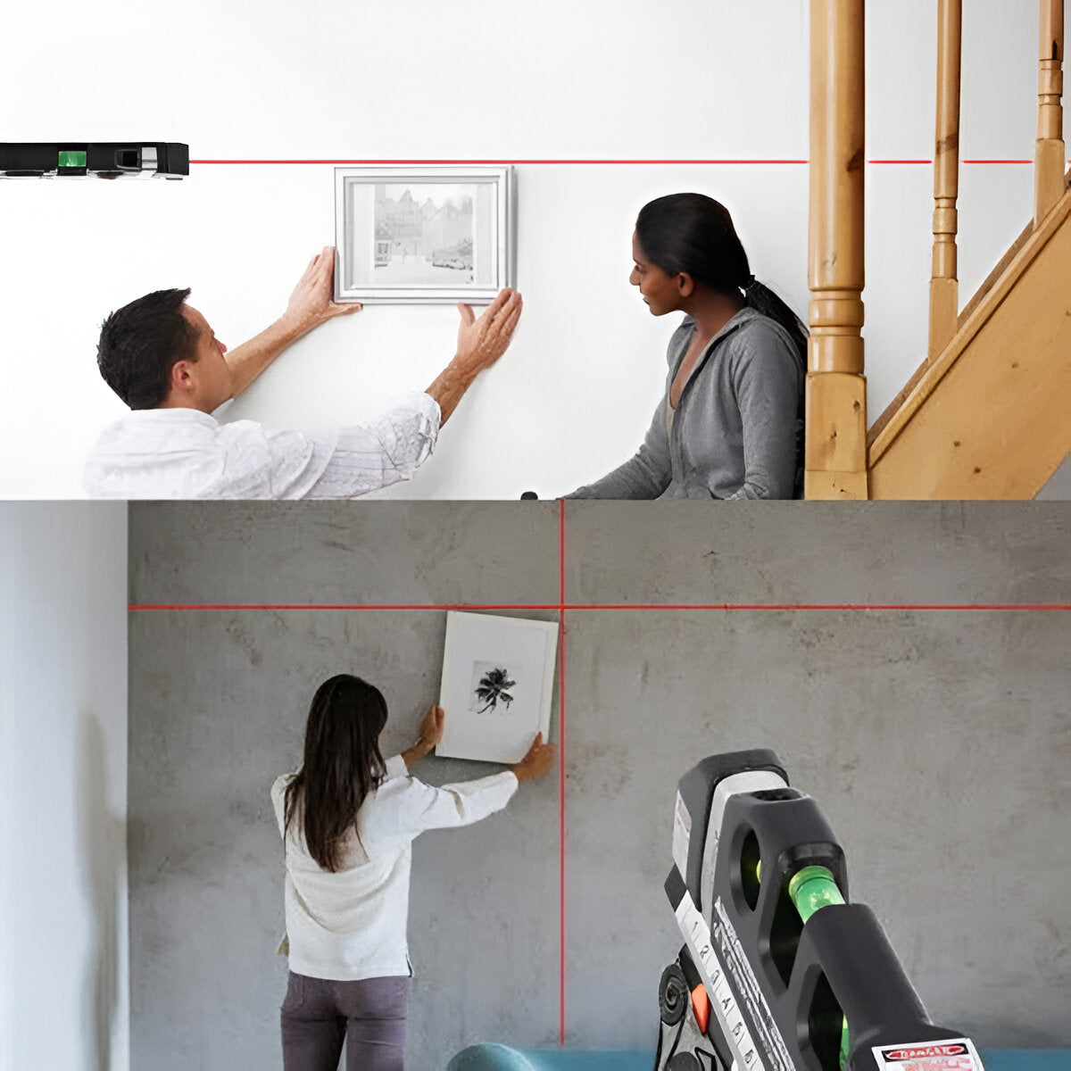 Belro multifunction laser measuring tool displaying digital measurement readout in a handheld device.