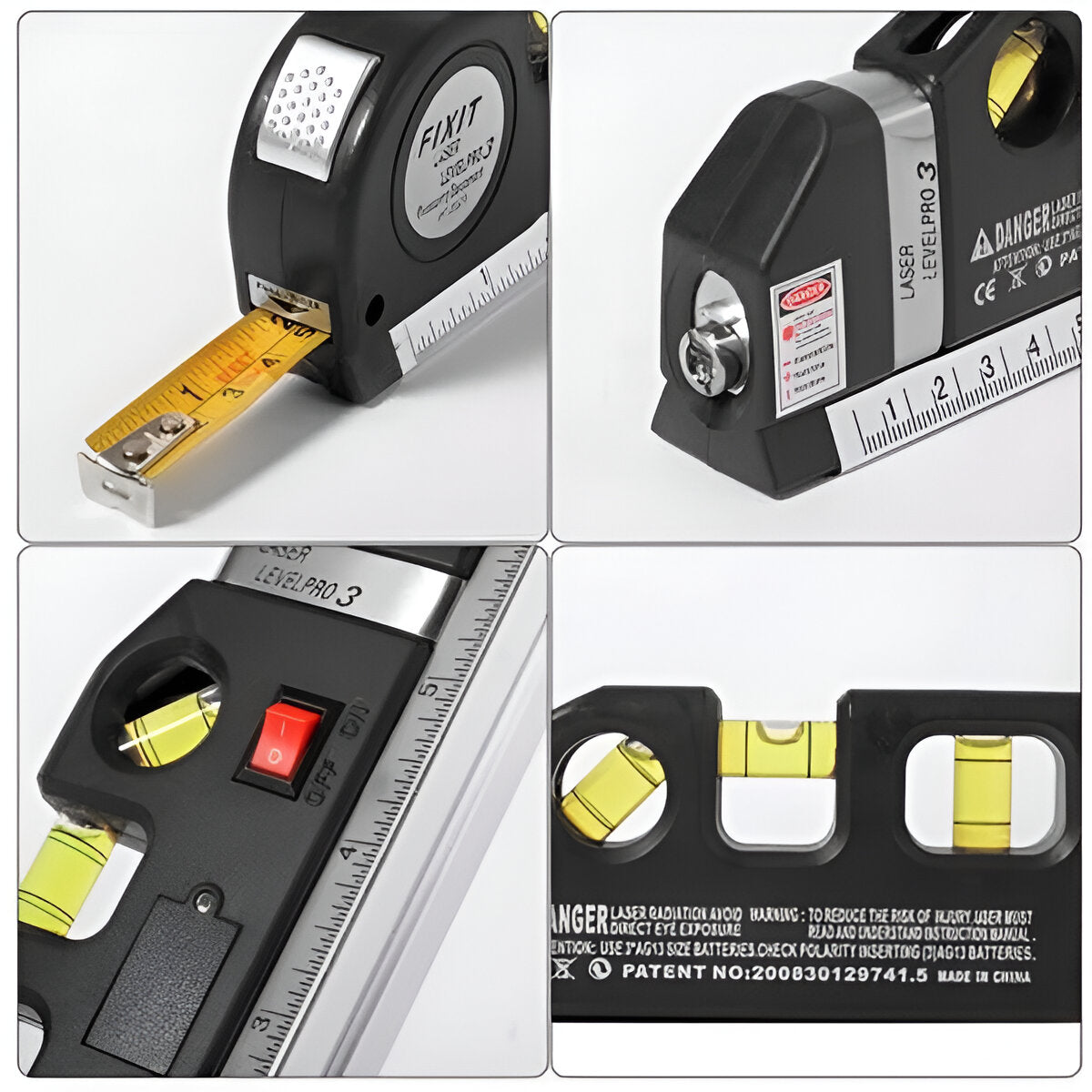 Belro multifunction laser measurer displaying digital measurement screen and tool buttons in a close-up shot.