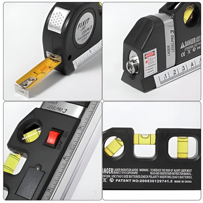 Belro multifunction laser measurer displaying digital measurement screen and tool buttons in a close-up shot.
