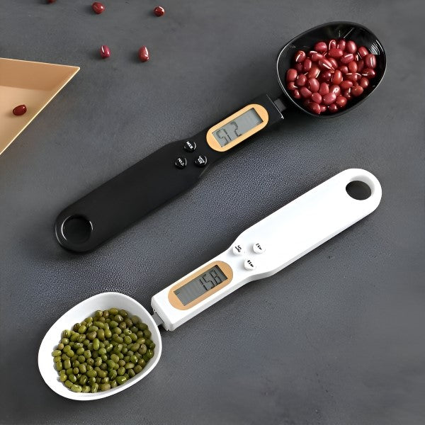 Belro digital scale spoon with built-in electronic measurement device, designed for precise weight measurement in a sleek handheld form.