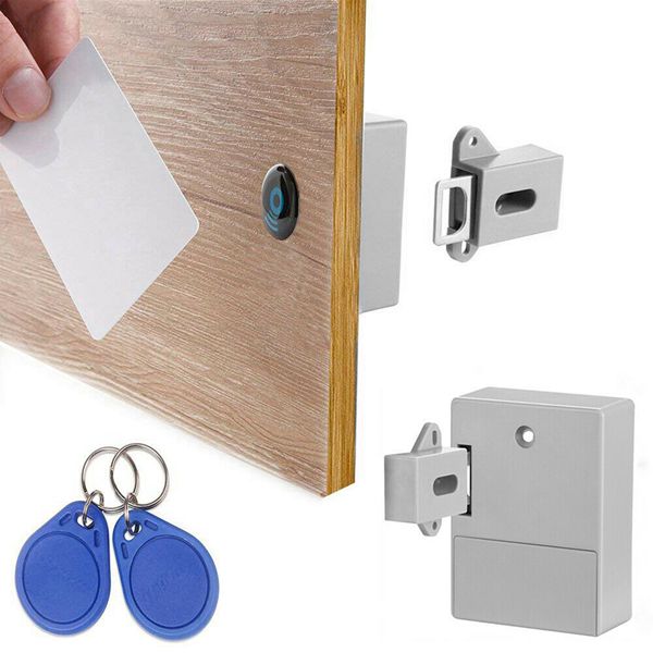 Belro invisible magnetic cabinet lock installed on a cabinet door, securing furniture with a discreet magnetic locking system.