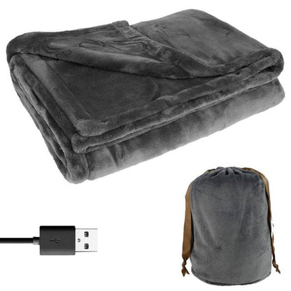 Belro cordless electric heated blanket spread out on a bed, showcasing its cozy, soft fabric and control panel for adjustable warmth.