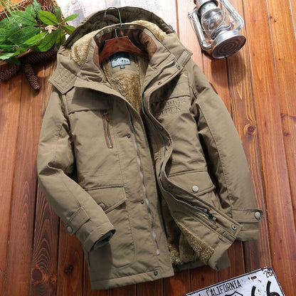 Belro multi-pocket padded fleece jacket showing front view with multiple pockets and cozy fleece material.