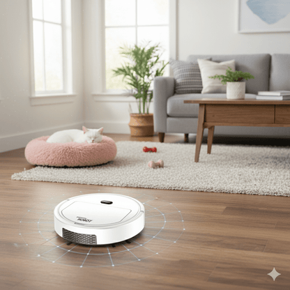 Belro smart robot vacuum cleaner with ultra-quiet operation and HEPA filtration for efficient home cleaning.