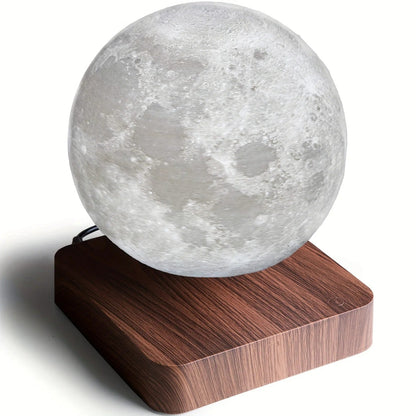 Belro floating moon lamp illuminated as a night light, showcasing its glowing spherical design and modern electronic lighting features.