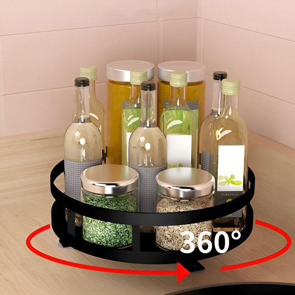Belro 3-Tier Swivel Metal Organizer for home and garden desk storage with rotating tiers and sleek metal design.