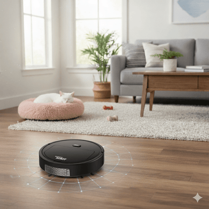 Belro smart robot vacuum cleaner with HEPA filter and ultra-quiet operation, suitable for home cleaning.
