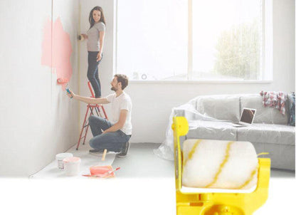 Belro paint roller with trimmer for smooth painting, featuring a sturdy handle and adjustable trimming edge.