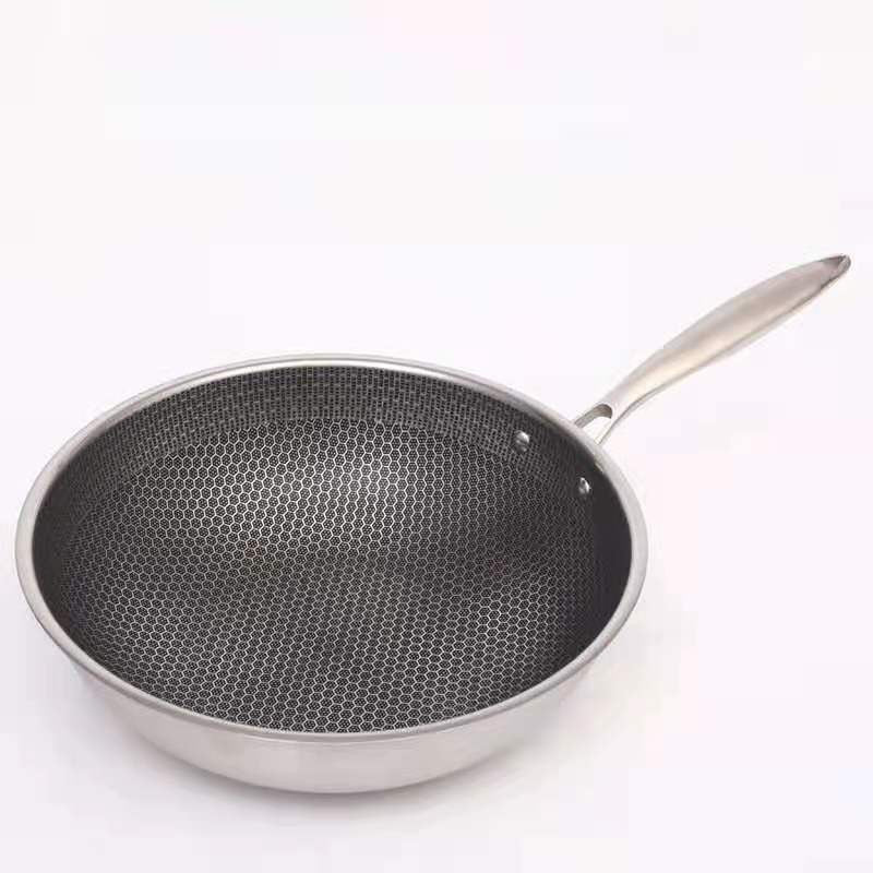 Belro stainless steel frying pan with non-stick coating for easy cooking, shown on a kitchen countertop.