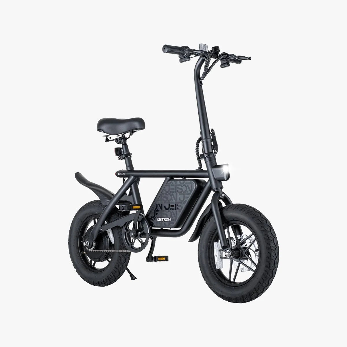 Black Jetson Atlas Fat Tire Electric Bike by Casavibeo with thick tires and sleek frame, ready for urban or off-road riding.