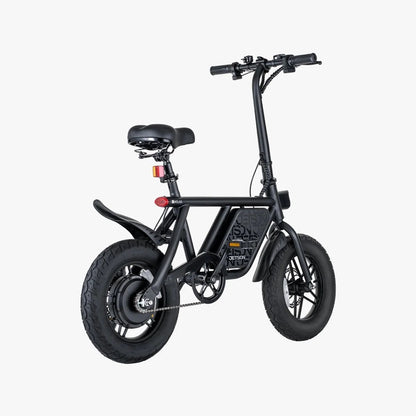 Black Jetson Atlas fat tire electric bike by Casavibeo with thick tires, sleek frame, and handlebar controls, parked outdoors.
