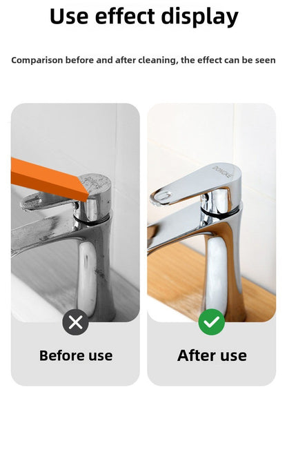 Belro limescale eraser and rust remover cleaning tool for home and garden, showing the compact remover in use.